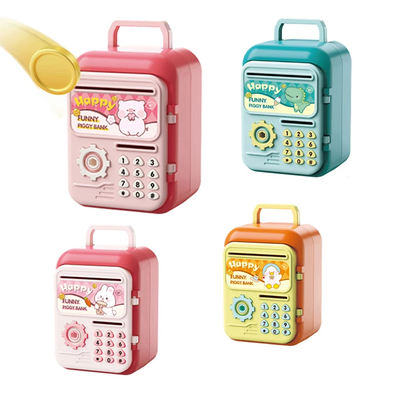 QS New Arrival Preschool Kids Cartoon Piggy Bank Toys Plastic Mini Intelligent Atm Saving Money Box Toys For Children Gift
