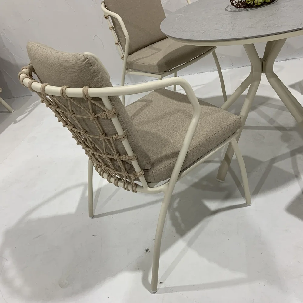 Factory Hot Sale 5 pieces Aluminum Frame Patio Dining Set For Resort