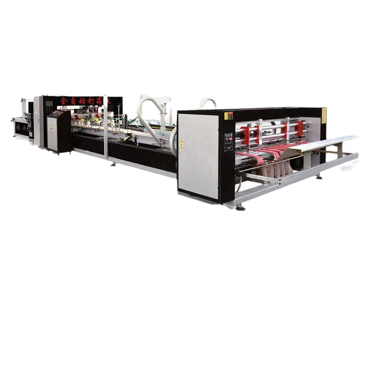 Full Automatic  Corrugated Carton Box Stitching Folding Gluing Packing Machine