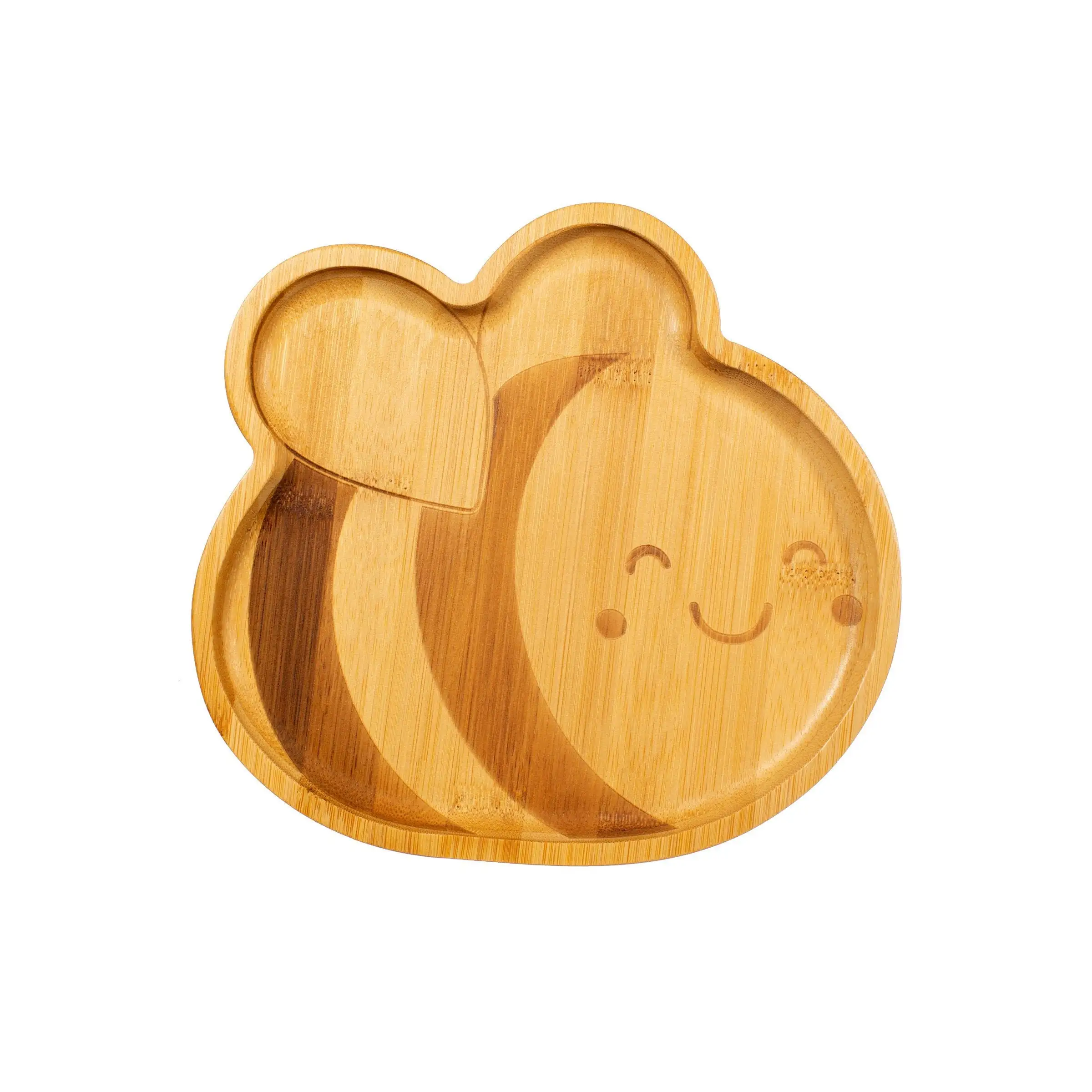 Eco Friendly High Quality Kid Bowl Baby Bamboo Wood Dinner Plate For Toddlers Feeding Bowl And Spoon With Suction Silicon Bottom