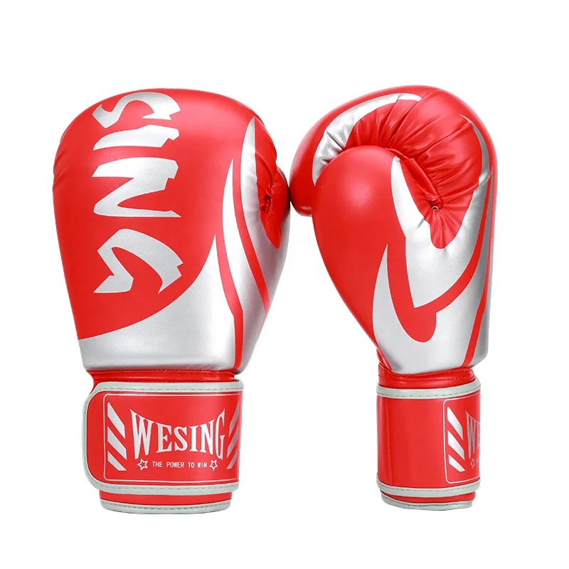 Wesing Custom Boxing Gloves Black Leather Cheap Competition Boxing Gloves