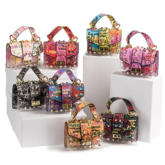 
Latest Popular Graffiti Printing Son-mother Bag Ladies Shopping Purse Messenger Bag Set Fashion Chain Shoulder Strap Handbag Set 