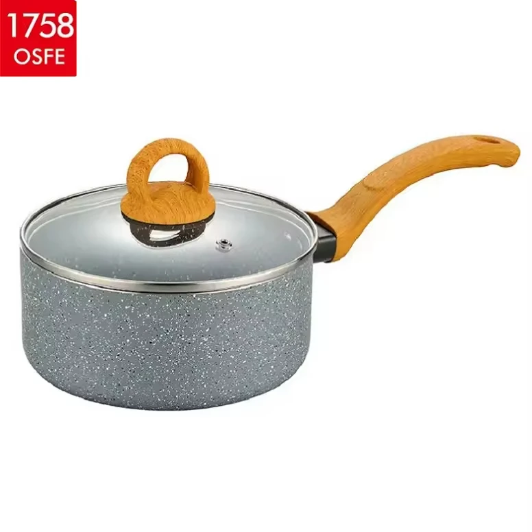 Asian Design Healthy Safety Stone-Derived Coating Covered Forged Aluminium Nonstick Cooking Fancy Sauce Pan