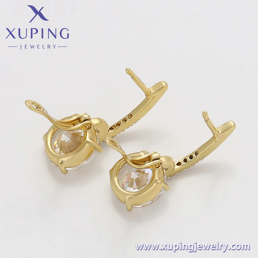 X000670153 Xuping Jewelry Fashion Diamond Earrings Hoop 14K Gold Plated Jewelry Wholesale Copper Earrings