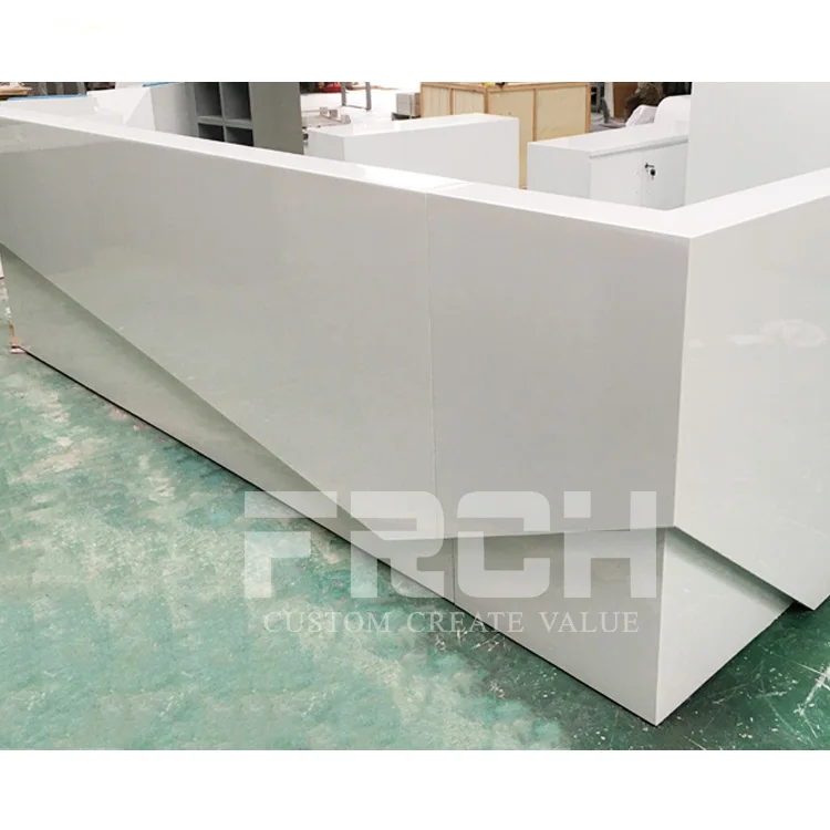 
Custom Made Simple Design L Shape White Cheap Medical Clinic Barber Reception Desk Beauty Salon 