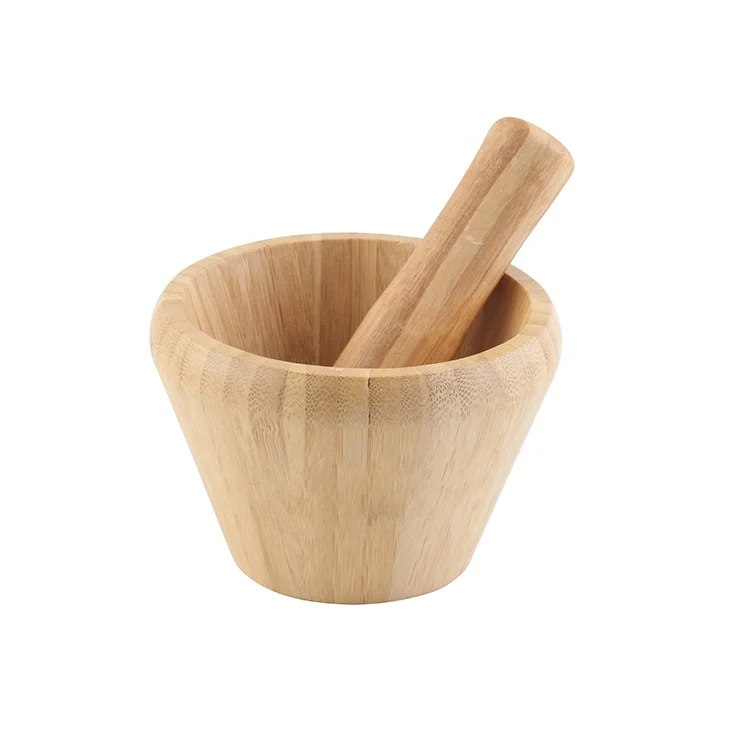 Maisons New Arrival Kitchen Tool Herb Spice Masher Natural Bamboo Mortar and Pestle Set