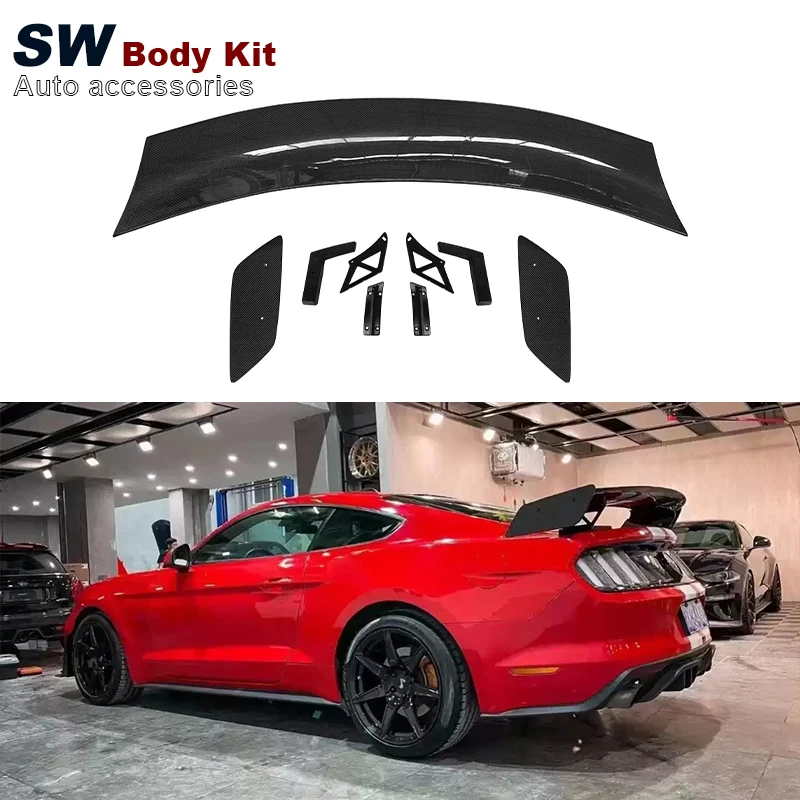 GT500 Style Carbon Fiber Rear Spoiler For Ford Mustang Upgrade Tuning Trunk Spoiler Flaps Rear Wing Aerodynamic Performance Kit