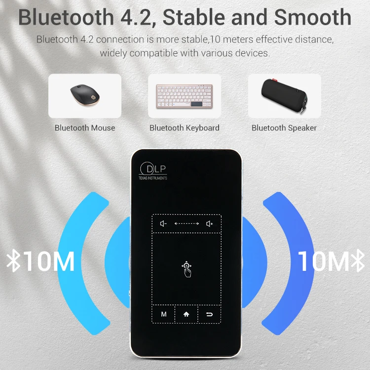 High Speed HD Pocket Mini Projector Hot Sale Built-in Battery DLP LED Mini Touch Pad Smart Projector