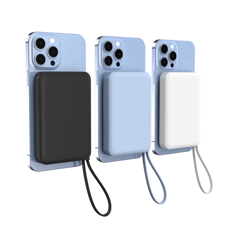 2022 New Product 3 in 1 Wireless Magnetic Power Bank With Cables For iPhone 13 Pro Max For Earbuds Case