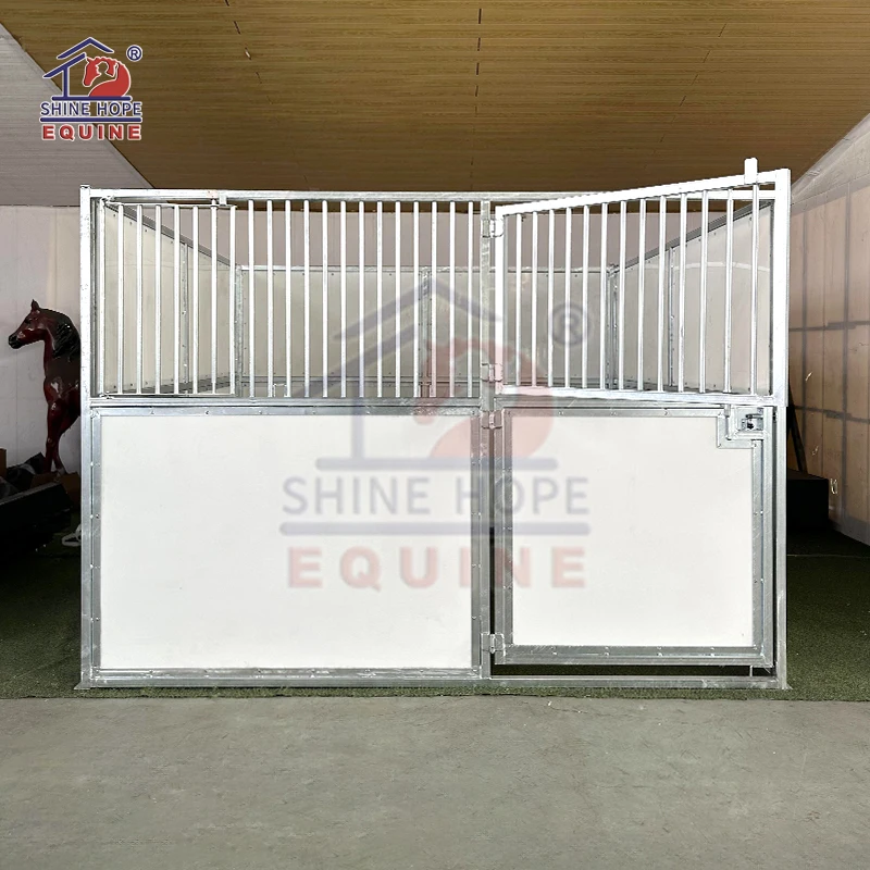 Steel structure HDPE panel horse stable stall portable horse stable door with optional roof