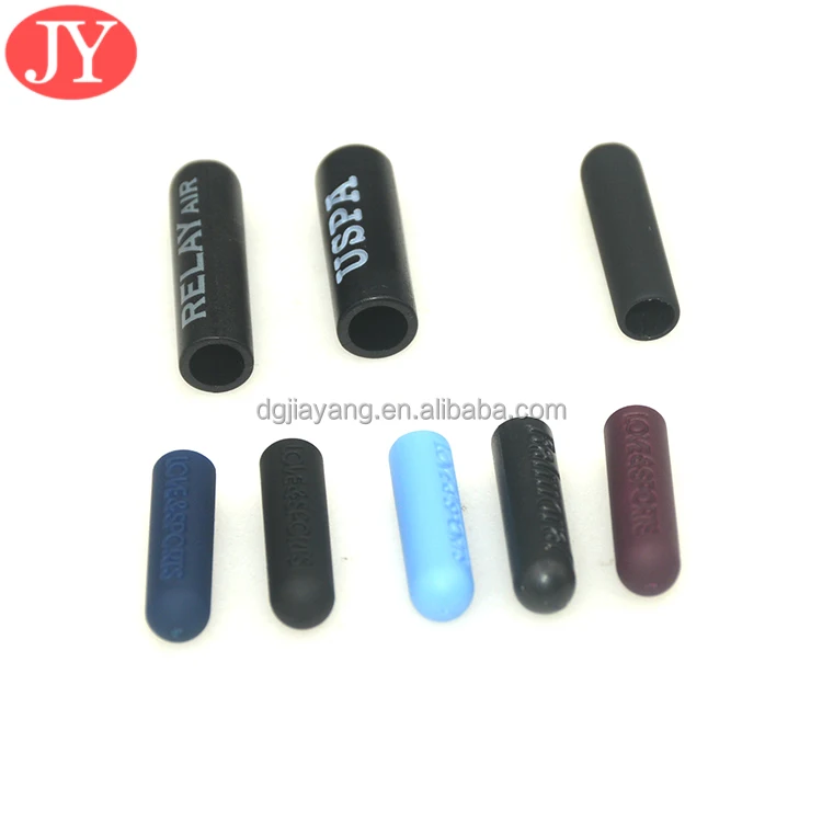 5 mm cotton flat string with ABS plastic aglet tips custom engraved logo on shoe lace tipping 5*3.8*20 mm glue aglet string tip