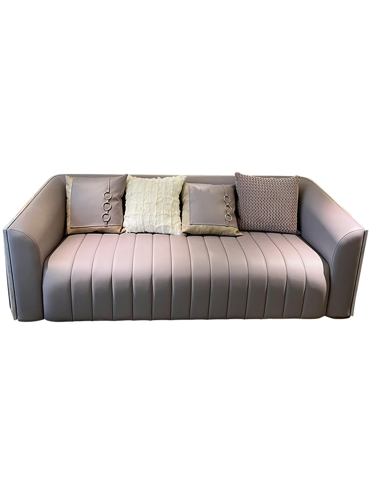 single sofa Italian light luxury combination post-modern suite living room modern style solid wood leather complete furniture
