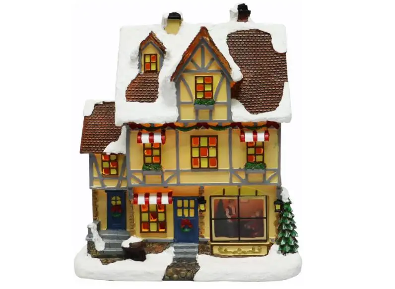 Polyresin/Resin christmas village Moments in Time Christmas Village 30 pc Set, with LED Lights, Battery Operated (not Included)