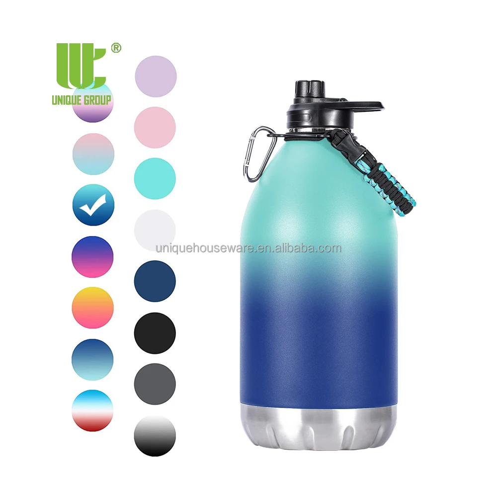 Unique Group One Gallon 128oz Vacuum Insulated Jug Insulated Beer Growler 18/8 Food Grade Stainless Steel Water Bottle