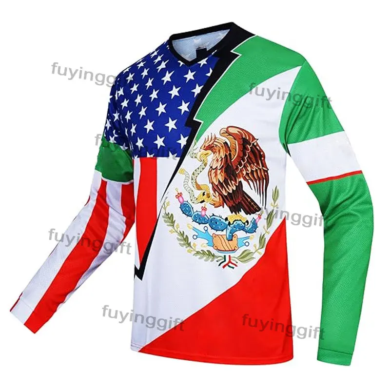 Custom Logo Full Printing Mexican Racing Jersey Motocross Shirts Off Road Quick Dry Mesh Men Motorcycle Jersey