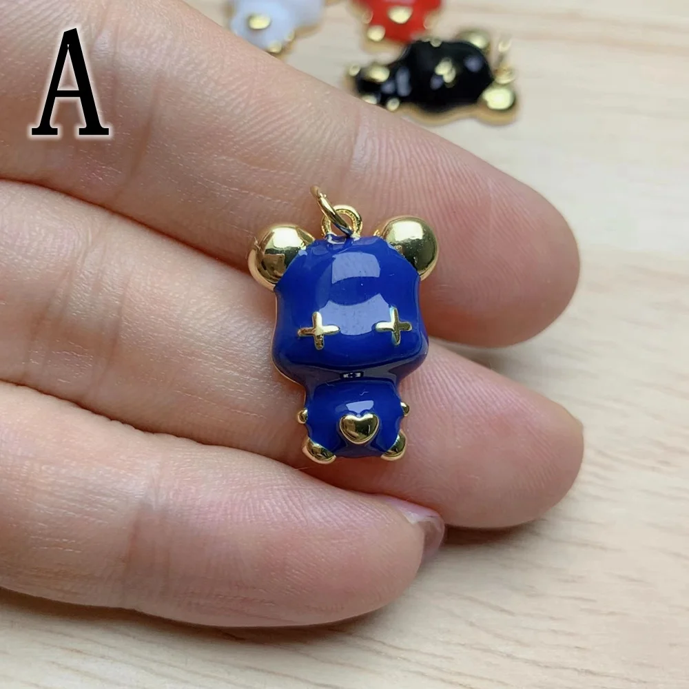 Wholesale Custom High Quality Colorful Enamel Bear Pendants Charms For Making Jewelry DIY Necklace Earrings