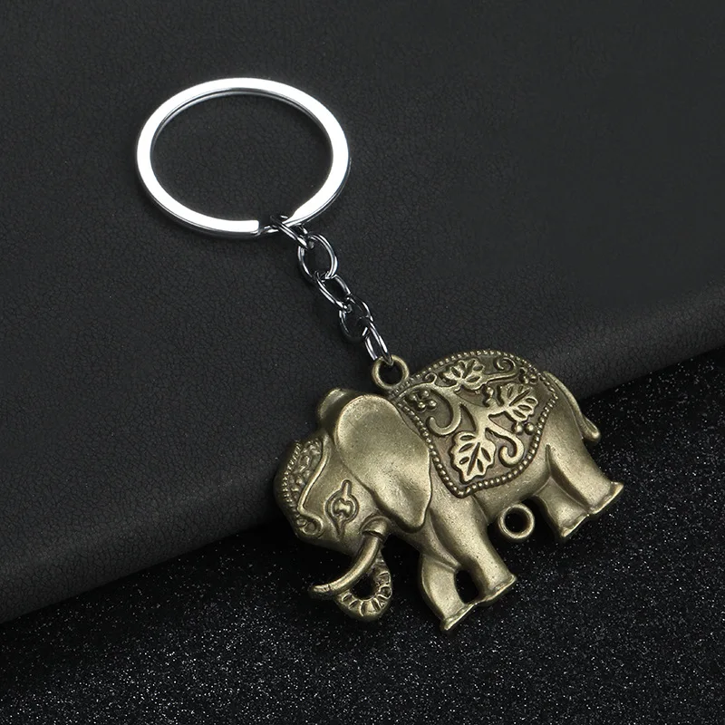 Thailand Elephant Keychain baby elephant 3d metal key chains Retro mini alloy animal keyring Travel gifts Thai elephant keychain