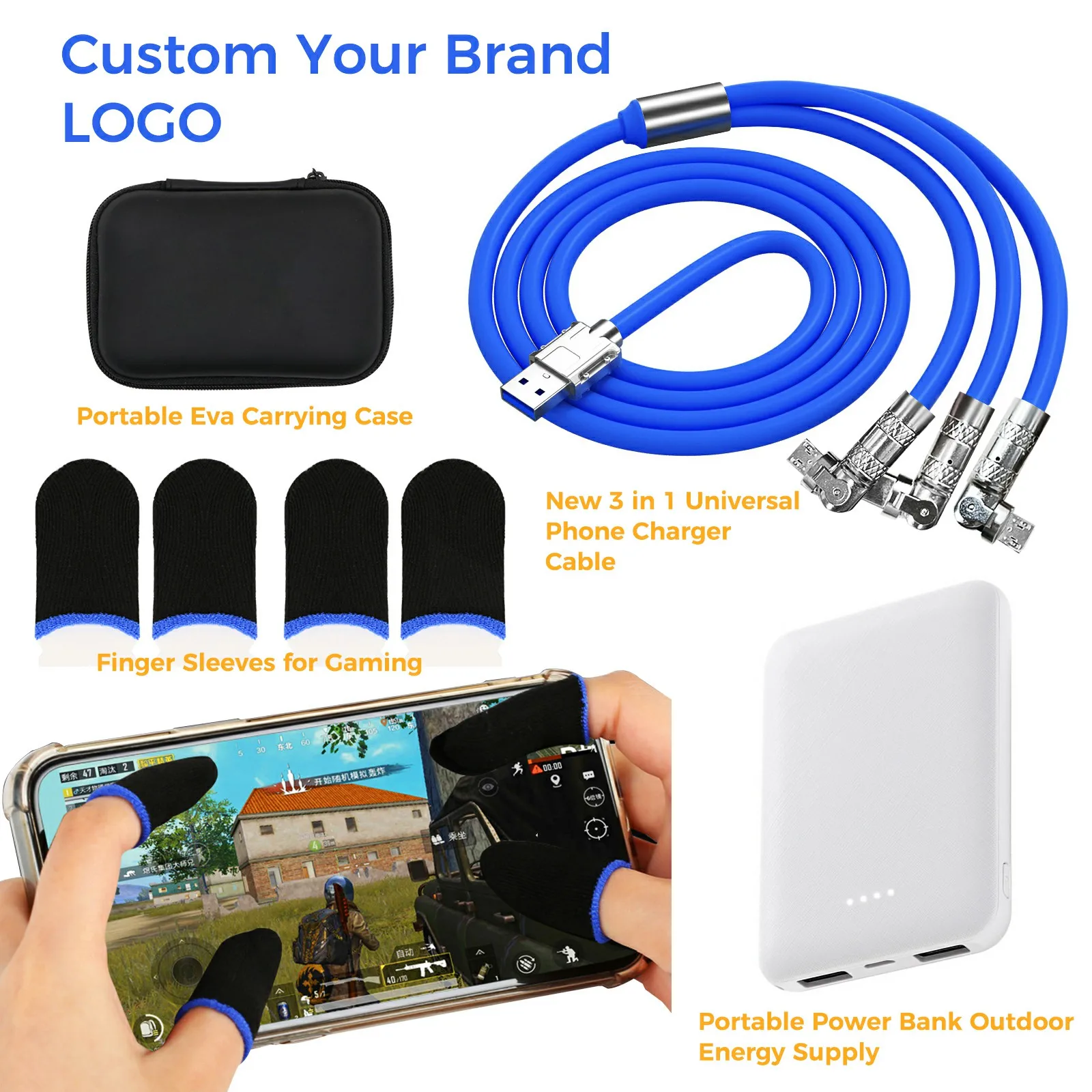 2025 популярный OEM логотип Исполнительный подарочный набор Power Bank корпоративный бизнес подарки 3 в 1 USB зарядный кабель игровой