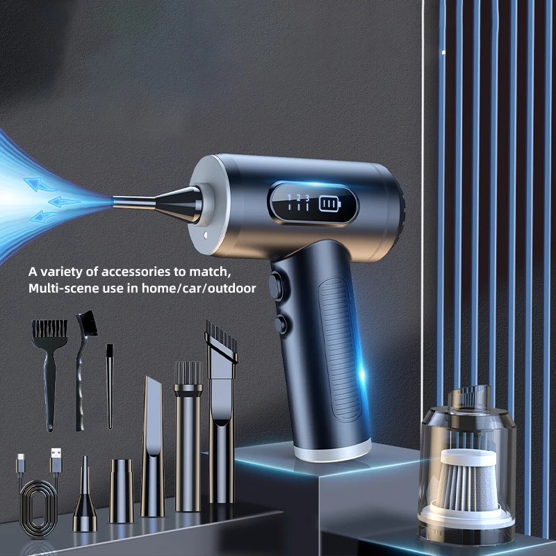 Electric Air Duster 51000RPM Brushless Cordless Compressed Cleaner Dust Air Blower Gun for PC Computer Keyboard Air Duster Gun