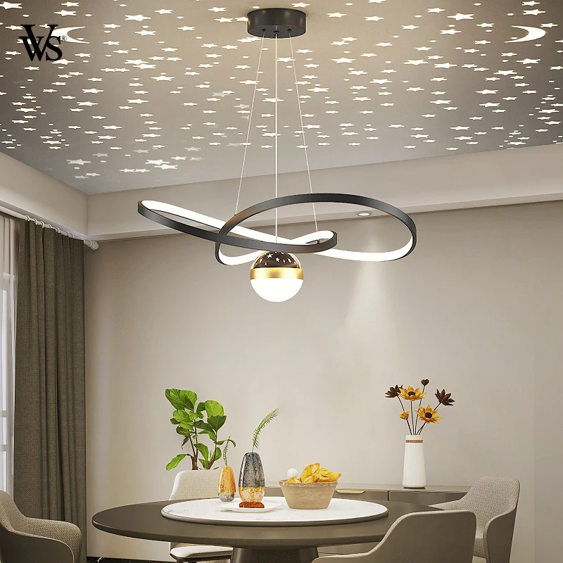 VVS factory price novelty black metal art contemporary lamps hanging chandelier pendant light for dining room