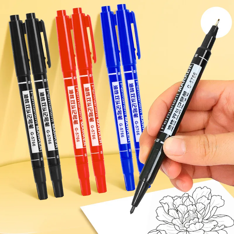 Wholesale diameter 1-2mm oily large capacity quick dry waterproof markers marks mark marking pen small double-ended marker