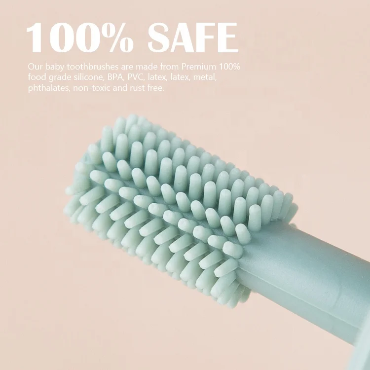 Gloway 2 Different Spec. Finger Toothbrush & 360-Degree Suction Base Gums Massage Tooth Brush Silicone Baby Training Toothbrush