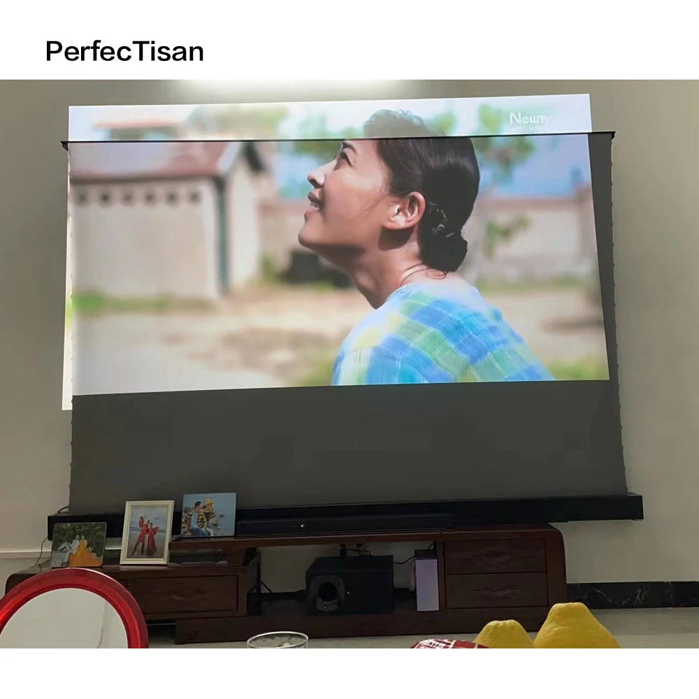 PerfecTisan 120 inch floor rising screen ALR electric projection screens 150 view angle tubular motors motorized screen