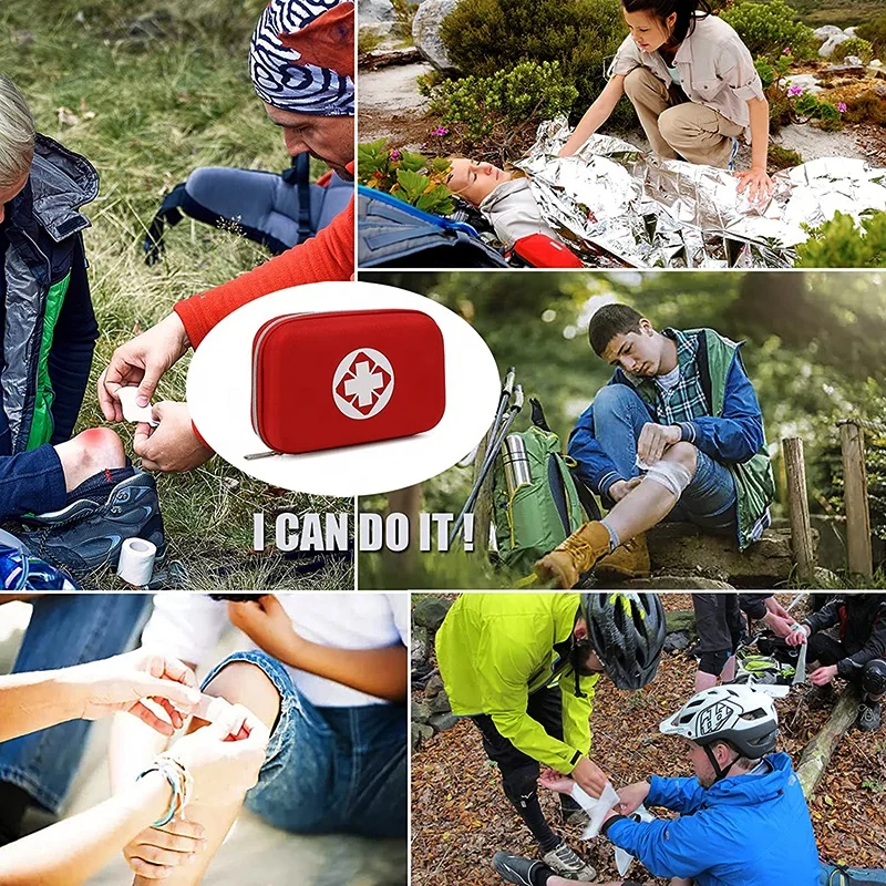 Car Home School Boat Camping Hiking Sports Emergency 175 in 1 Compact First Aid Kit with Zipper Bag