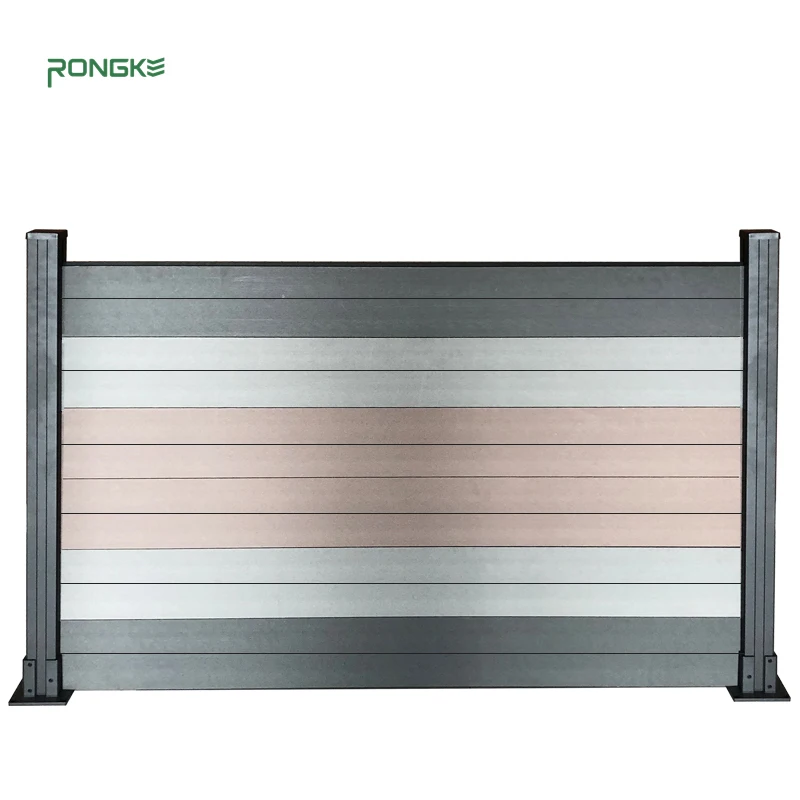 Rongke Chinese Manufacturer Fireproof Exterior Anti-slip WPC Composite Fence Panel Villa Backyard Gate