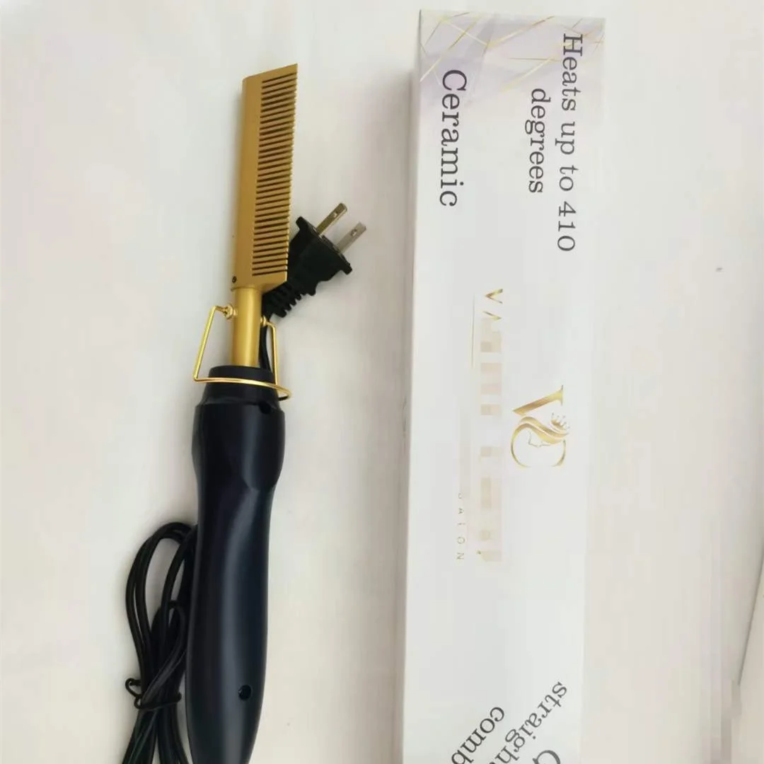High Quality Electric Hot copper Hair curling Comb Hair Straightening Brush Comb Heat Pressing hot Comb