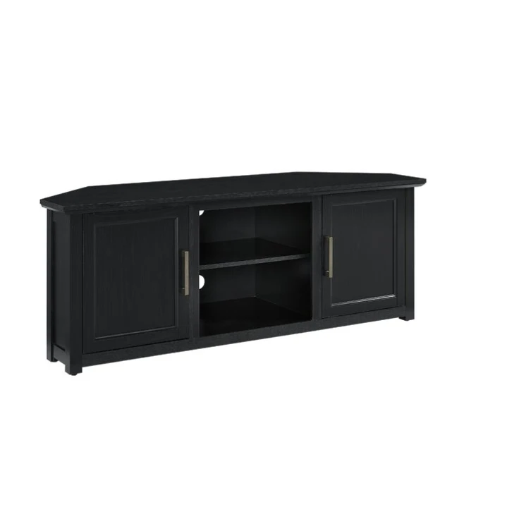 Factory wholesale modern luxury black wood tv stand corner cabinet furniture for living room