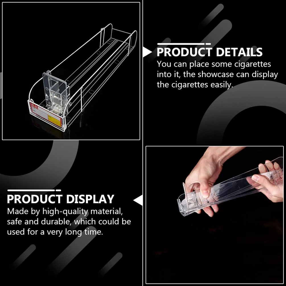 Retail Display Acrylic Divider Spring Loaded Adjustable Cigarettes Tobacco Pack Product Cabinet Tray Lane Shelf Pusher System