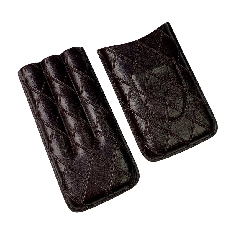 Cigar case with cutter diamond pattern cigar case 3 pack cigar storage bag