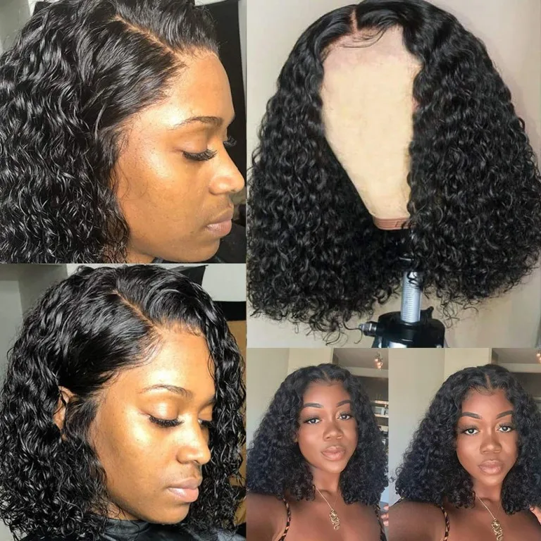 Transparent Lace Frontal Wig Afro Kinky Curly Short Bob Wigs Raw Indian Virgin Human Hair Hd Full Lace Front Wig For Black Women
