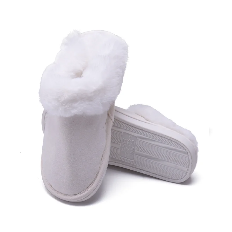 2024 Custom Logo Simple Casual Winter Warm Shoes Home Indoor Non-Slip Closed Toe Slippers White Shoes Men