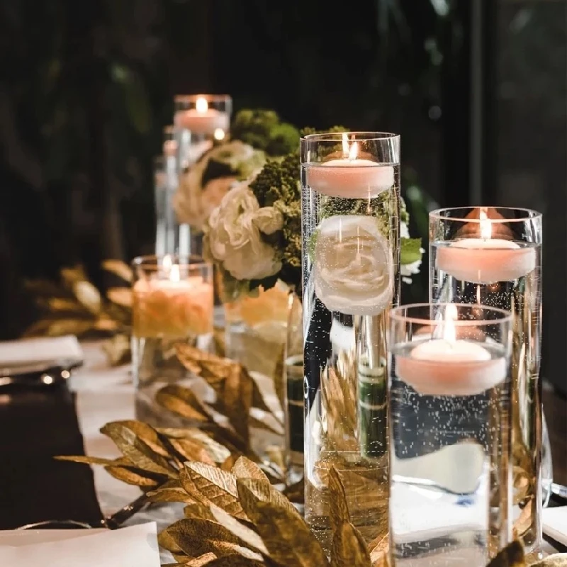 High Quality Floating Water Paraffin Wax Candle 3 inch for Christmas Decorations Wholesale Flower Pattern Votive Candle Weddings