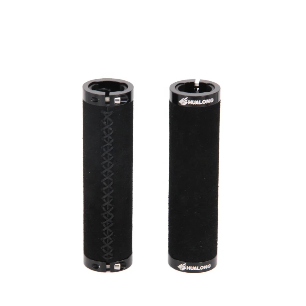 Ningbo HUALONG HL-G220C two sides locking suede leather black leather bicycle grips