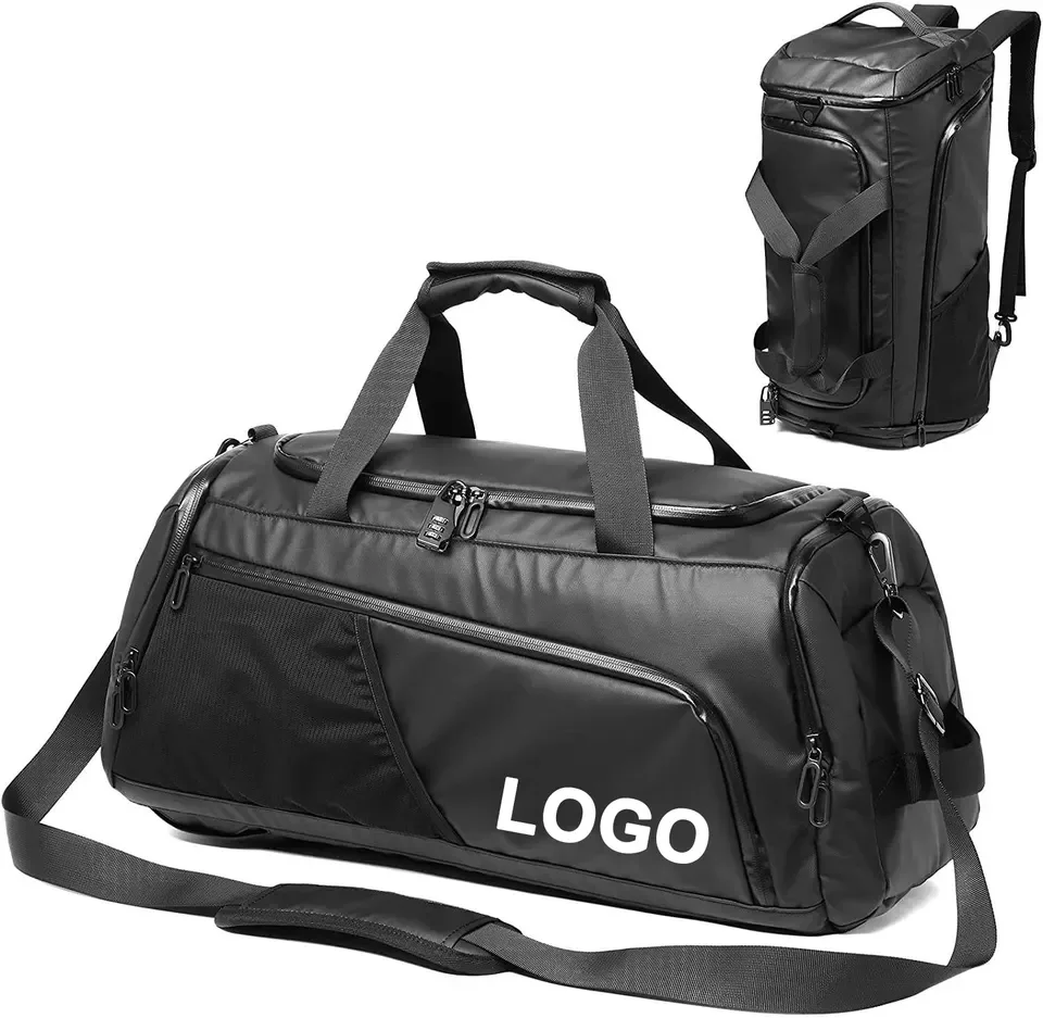 2024 Custom Logo Waterproof Gym Bag Travel Weekender Bag sport fitness gym duffle backpack bag with Shoes Compartment