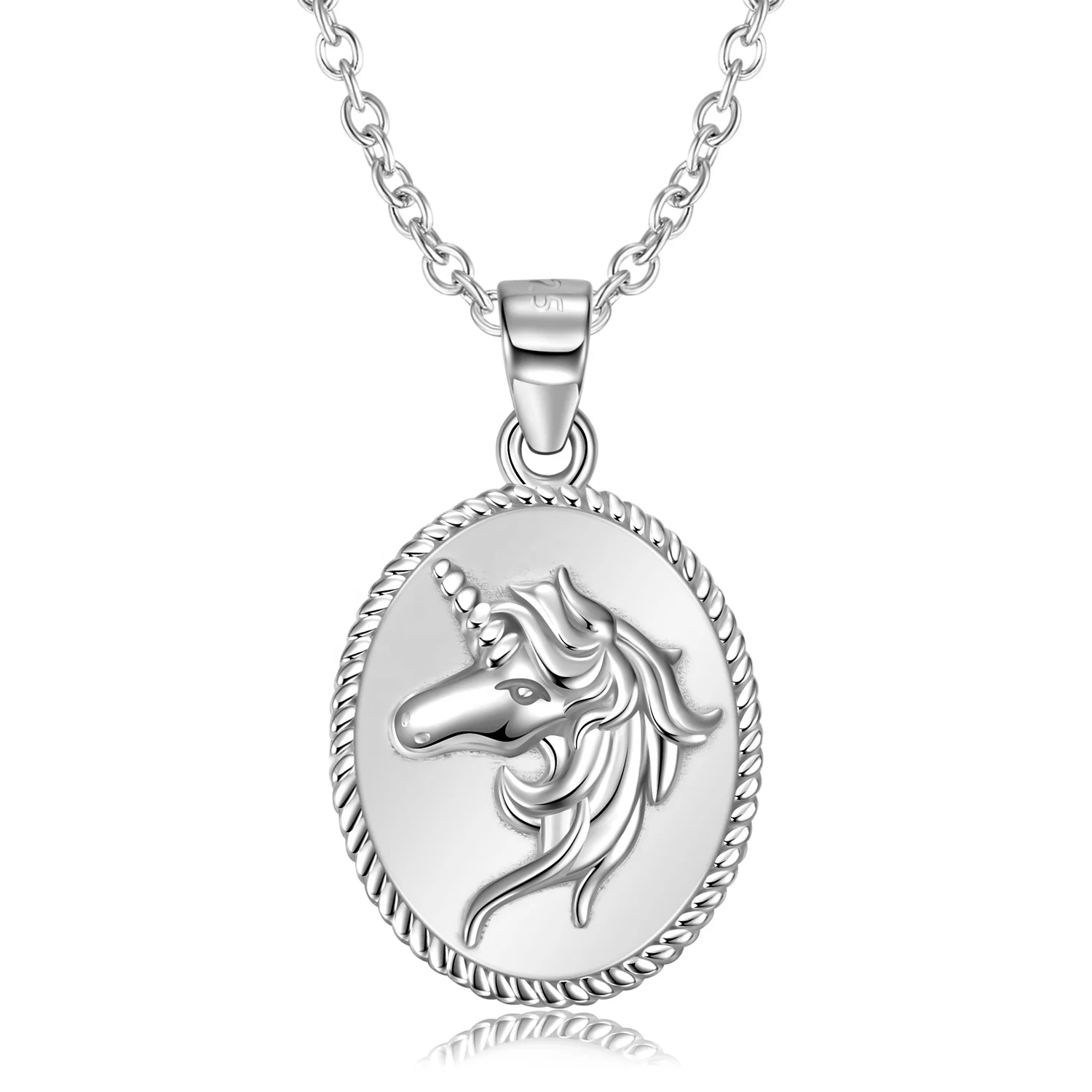 Horse and Scorpion pattern Pendant Necklace Real 925 Sterling Silver Animal Rabbit Necklace for Women Round shape Fine Jewelry