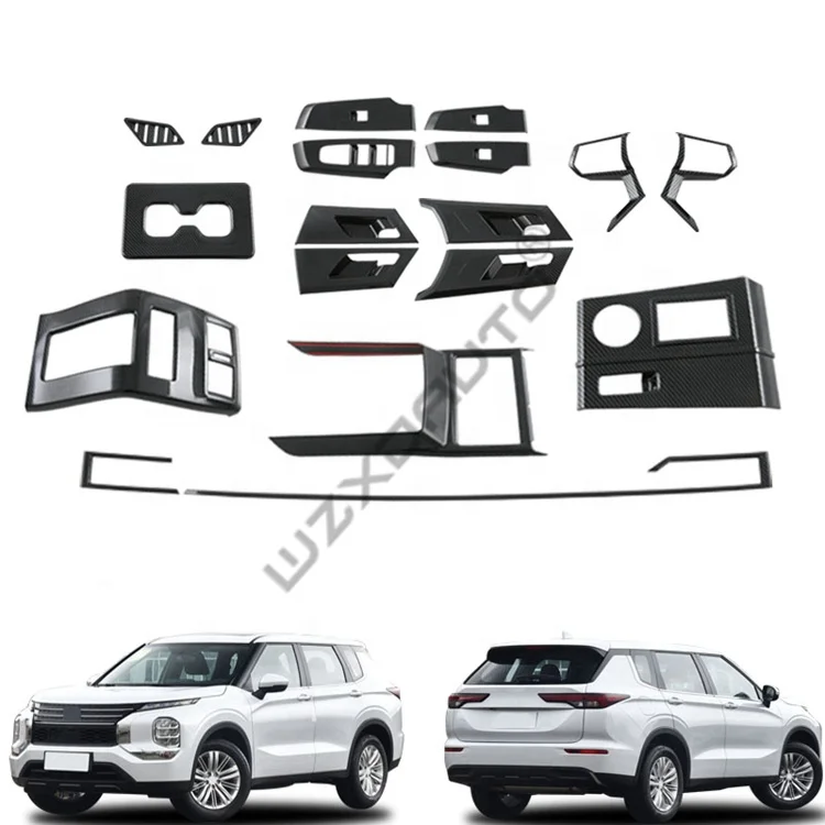 WZXD Carbon Fiber Style Decor Interior Kit Cover Trim Dash Board Window Switch AC Vent Gear Cover For Mitsubishi Outlander 2023