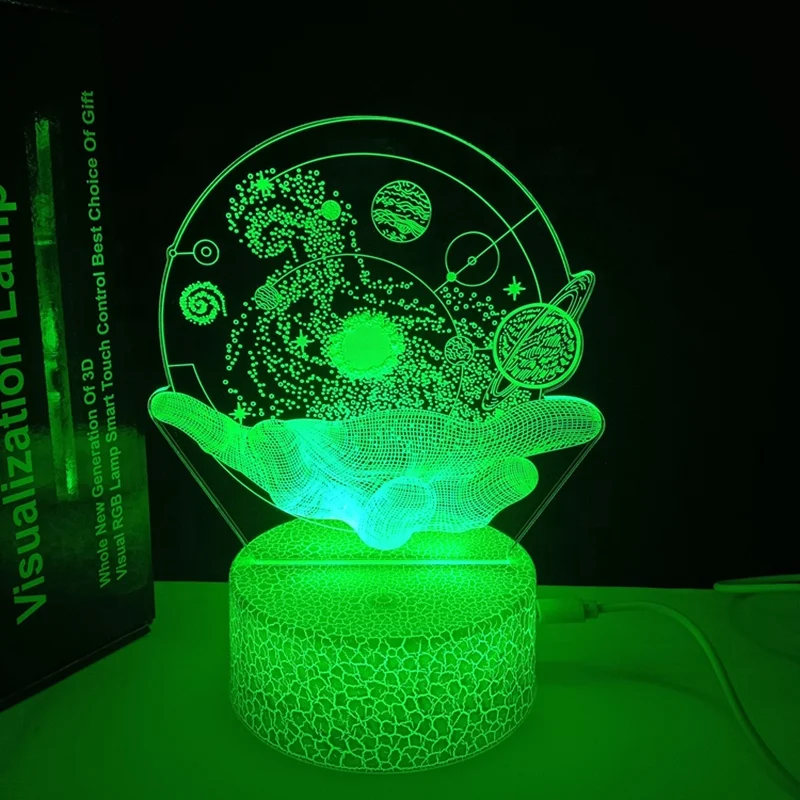 Room Decoration 3D Optical Illusion Lamp Universe Space Galaxy LED Night Light with Remote for Space Lover Boys and Girls Gift