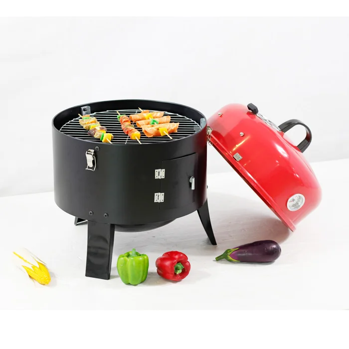 Portable BBQ Smoker Vertical Tower Smoker BBQ Grill Small Barrel Oil Drum Tabletop Barbecue Oven Grill Outdoor Camping