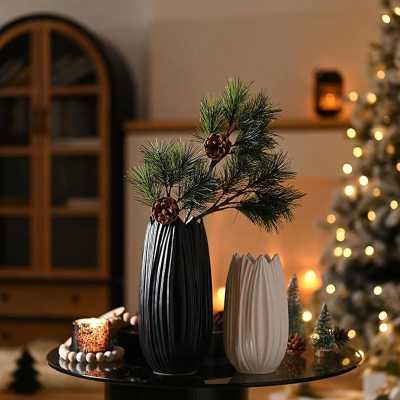 Simple Nordic Ceramic Vase Regular Shape Chinese Porcelain Vases Black White Ceramic Ornaments Home Home Decor Vase