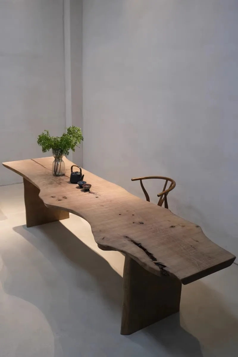 Деревенский деревянный чайный столик Wabi-Sabi антикварный из массива дерева для винтажного домашнего декора