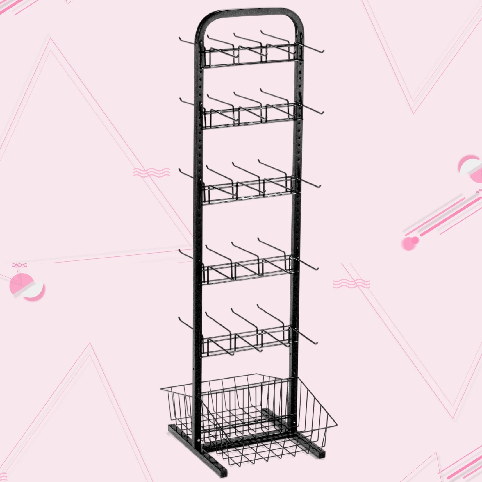 Store Retail Food Beverage Metal Wire Display Stand Drink Cans Bottle Storage Basket Display Rack