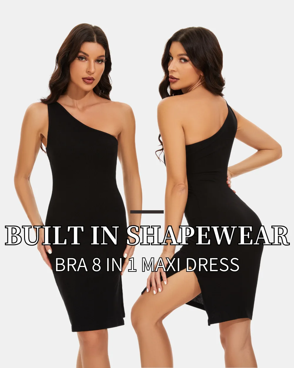private logo 8 In 1 Seamless Backless Maxi Modal Soft Slip Lounge Shaper Dresses V Neck Bodycon Built In Shapewear Dress