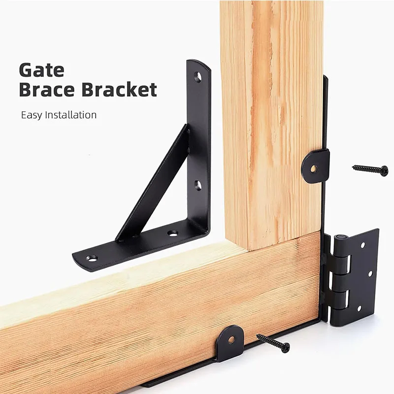 Anti Sag Gate Corner Brace Bracket Gate Frame Kit with Self-Locking Gate Latch