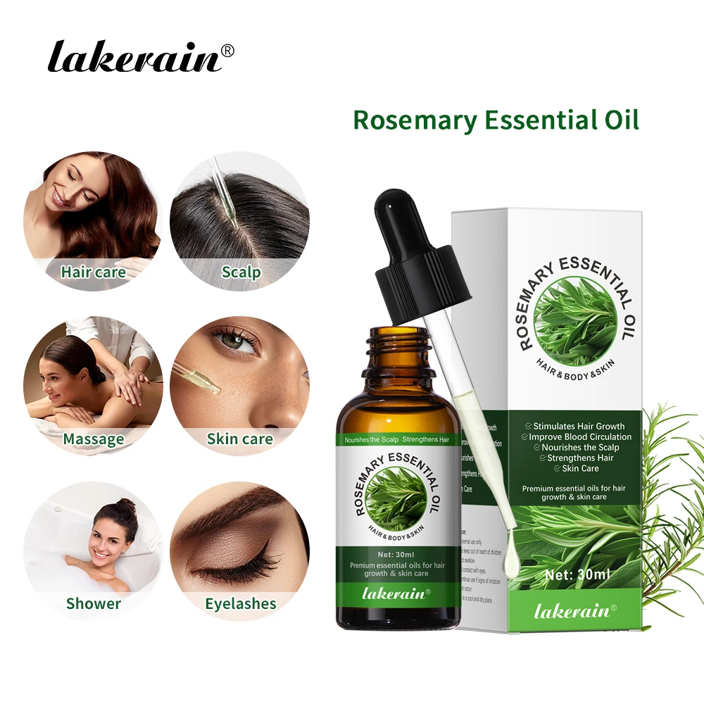 lakerain Multi-function Natural Essential Oil Body Skin Hair Care Slap Nourish Eyelash Hair Growth Rosemary Oil