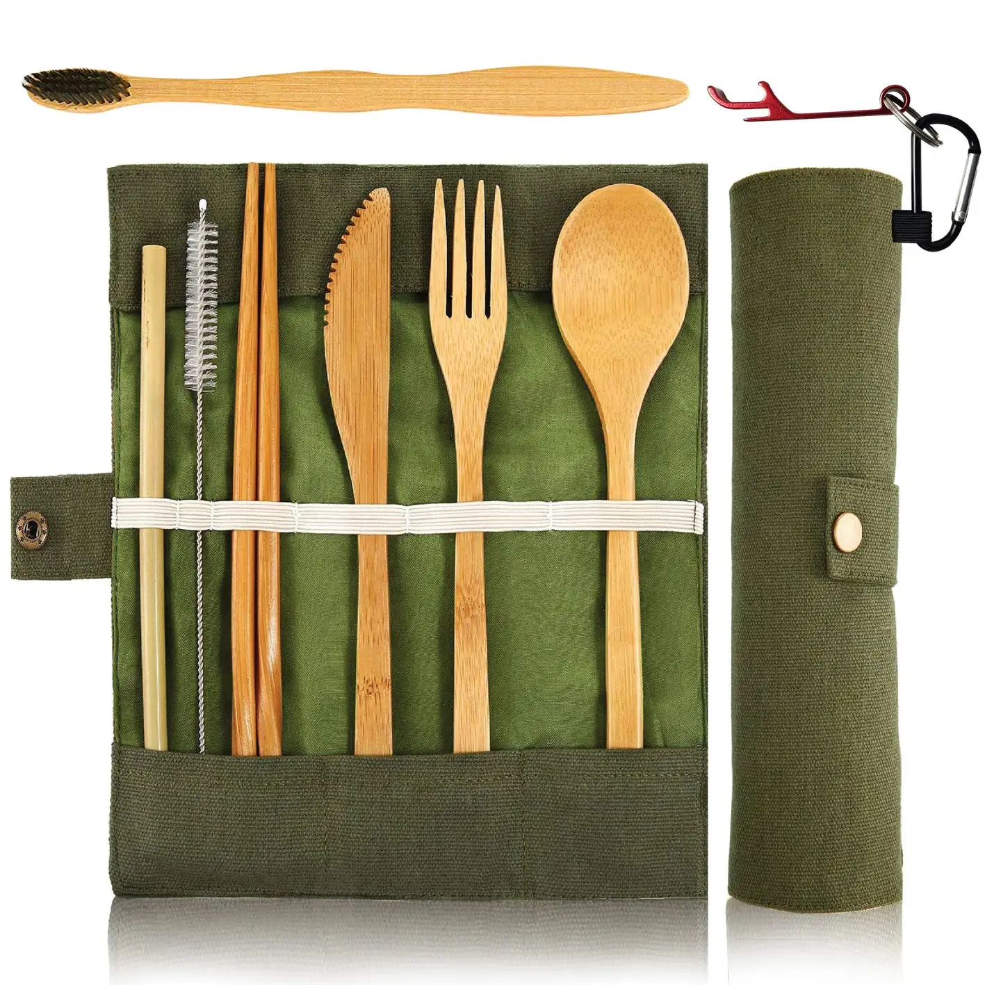 
2021 best seller reusable bamboo Tableware Knife Fork Spoon handle cutlery set 