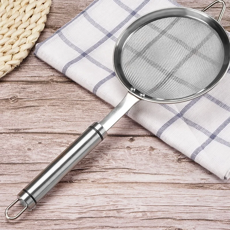 Kitchen Stainless Steel Round Handle Soy Milk Juice Hot Pot Colanders Oil Mesh Strainers